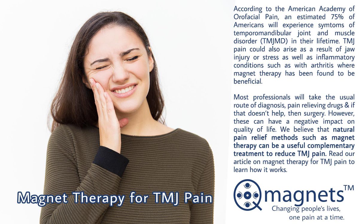 Neuromagnetics's tweet image. Read this article to learn about Temperomandibular Joint (TMJ) pain and TMJ disorders, and see how magnet therapy can be utilized for pain relief in TMJ: qmagnets.com/tmj-pain/

#orofacialpain #biomagnetic #dentist