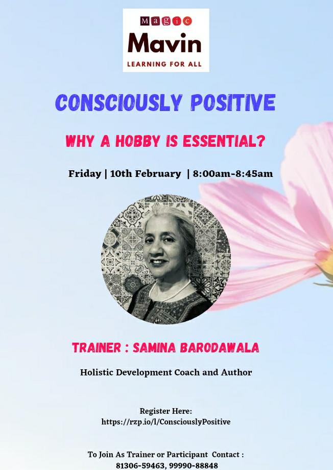 MagicMavin's tweet photo. Join in #tomorrow!
DAY: #FRIDAY
TIME: 8:00AM-8:45AM
Trainer: SAMINA BARODAWALA
Topic: WHY A #HOBBY IS ESSENTIAL?
Register
https://t.co/2yzLb4OlSh
Contact: 81306-59463, 86174-72830
#consciousnessshift #positive #morningstart
#mavinmagic #magic #studentgroup
#studentsuccess https://t.co/y4sdpMCXy7