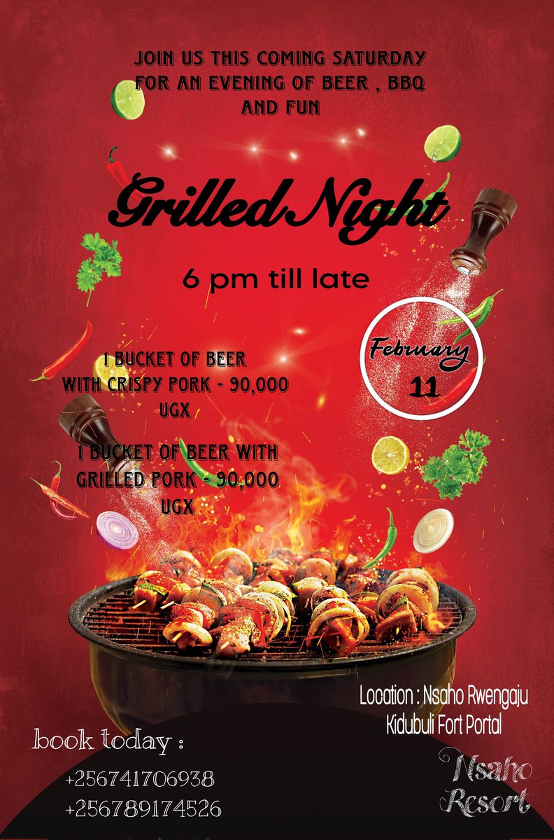 NsahoResort's tweet photo. Here is the reason to be excited about your Saturday .

Enjoy the GRILLED NIGHT in Nsaho Resort .

Let's have a good time .

#grillednight  #beernight  #nsahoresort https://t.co/KMvKNTH3E2