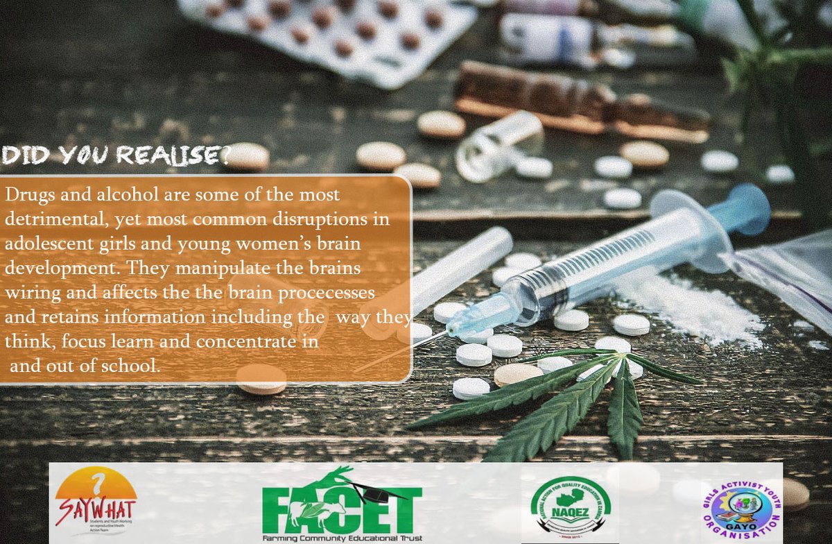 Reports are indicating that illicit drug use amongst girls and young women in Zimbabwe is increasing. Early intervention, proper education and tailor drug treatment can put girls and young women on the path to success. 
#stopdrugabuse #drugawareness #drugabuse