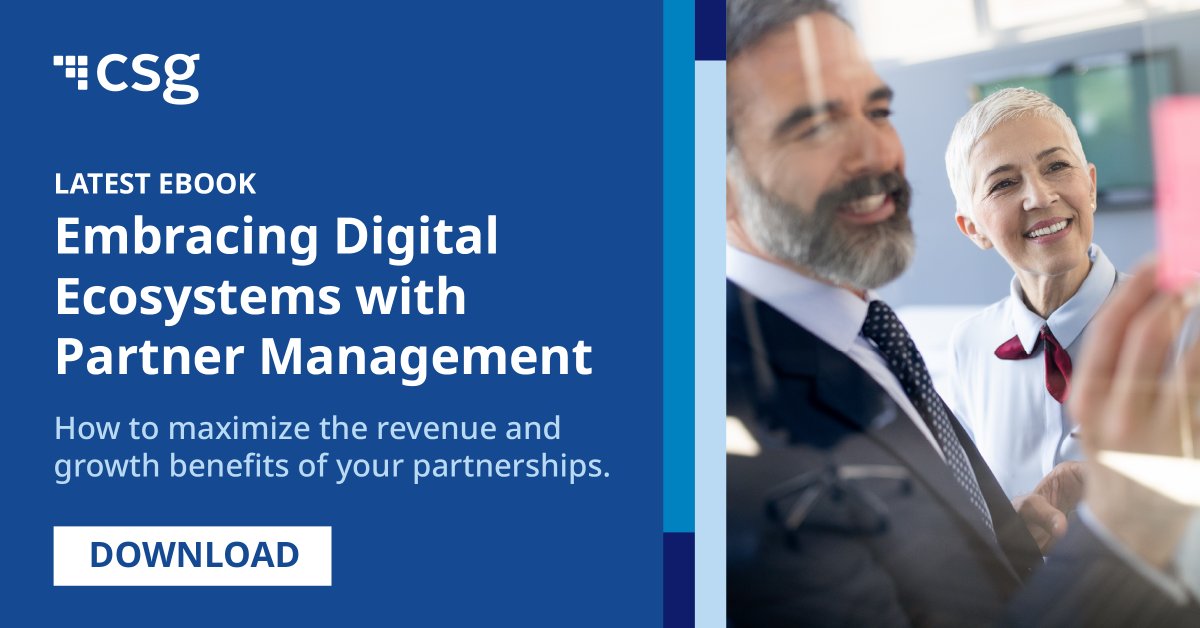 csg_i's tweet photo. New partners, new demands. #5G complexity of #partnerrelationships is increasing and so are your partners’ expectations. Get our latest eBook and discover how you become the CSP everyone wants to partner with.
#B2B2X #ecosystems #BSSOSS #cloud #saas
https://t.co/0z6uK3yLQJ https://t.co/bUVDvEYS2n