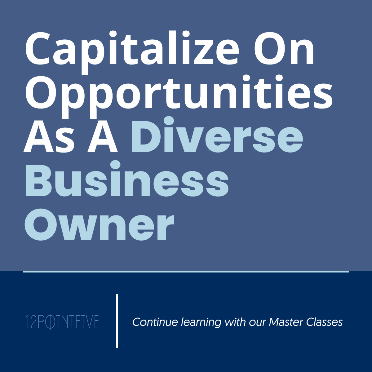 12ptfive's tweet photo. Have you completed our Diversity Mastermind Series? Learning doesn't have to stop there! We have 9 Master Classes for you to dive deeper including: digging deep on design, capability statement templates, building registration portals, and more! 

https://t.co/qpYShTeo36 https://t.co/KVSAqSASd2