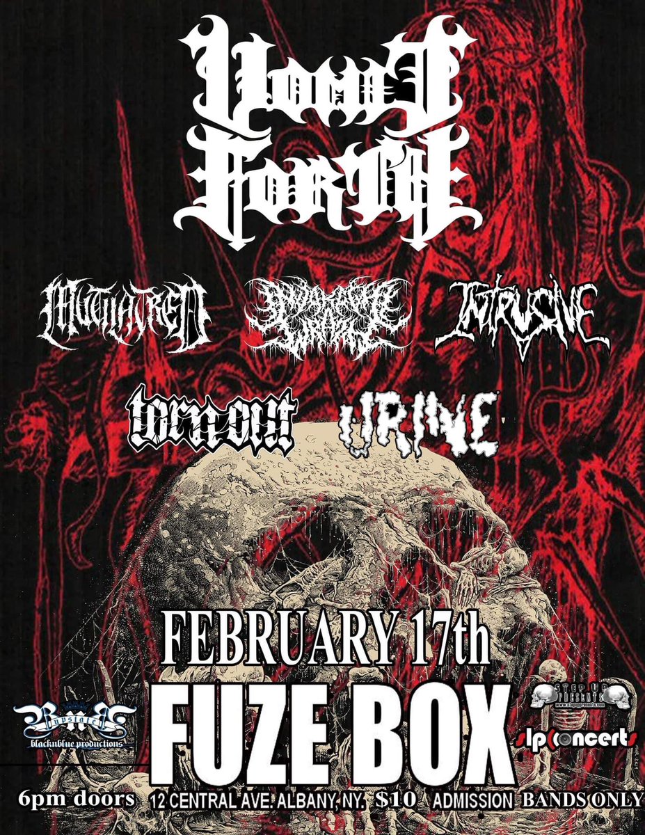 Invoke Thy Wrath (@invokethywrath) on Twitter photo Next week
Albany
We’re smoking big woods and eating crab rangoon with <a href="/VomitForth/">𝐕𝐎𝐌𝐈𝐓 𝐅𝐎𝐑𝐓𝐇</a> • <a href="/Mutilatreddeath/">Mutilatred</a> • Intrusive • Torn Out • Urine Next week
Albany
We’re smoking big woods and eating crab rangoon with <a href="/VomitForth/">𝐕𝐎𝐌𝐈𝐓 𝐅𝐎𝐑𝐓𝐇</a> • <a href="/Mutilatreddeath/">Mutilatred</a> • Intrusive • Torn Out • Urine