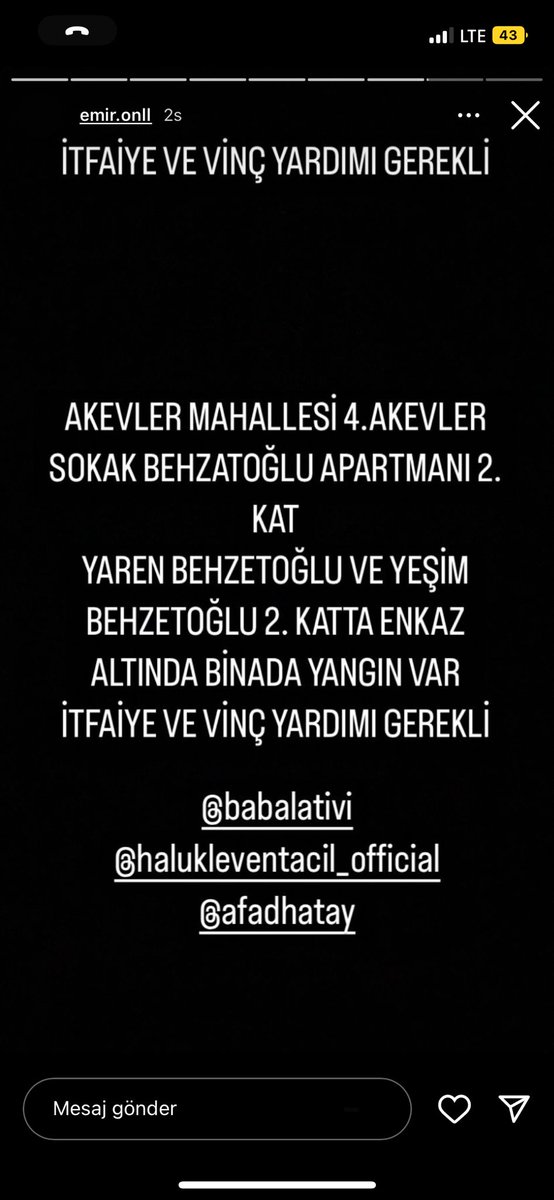 buseesrt12's tweet photo. YANGIN BAŞLAMIŞ!!! ENKAZIN ALTINDAN HÂLÂ SES GELİYORMUŞ. HÂLÂ YAŞIYORLAR!!! ACİL YARDIM ACİL!!!

@haluklevent @OguzhanUgur @ProfDemirtas @ahbap @Ahbap_Ankara @ahbaphatay @AKUT_Dernegi https://t.co/OL2pCxC18T