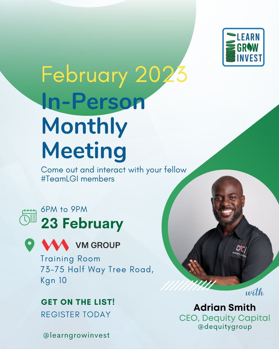 Smithamts's tweet photo. @dequitygroup RT @LearnGrowInvest: Register now!

You seriously don’t want to miss this enriching session with Adrian Smith!

Tap here to secure your spot: https://t.co/YceUgtzVFn

📍: @myvmgroup
🗓: Thurs, Feb 23
⏲️: 6 pm- 9 pm https://t.co/rkBEb9dSLx