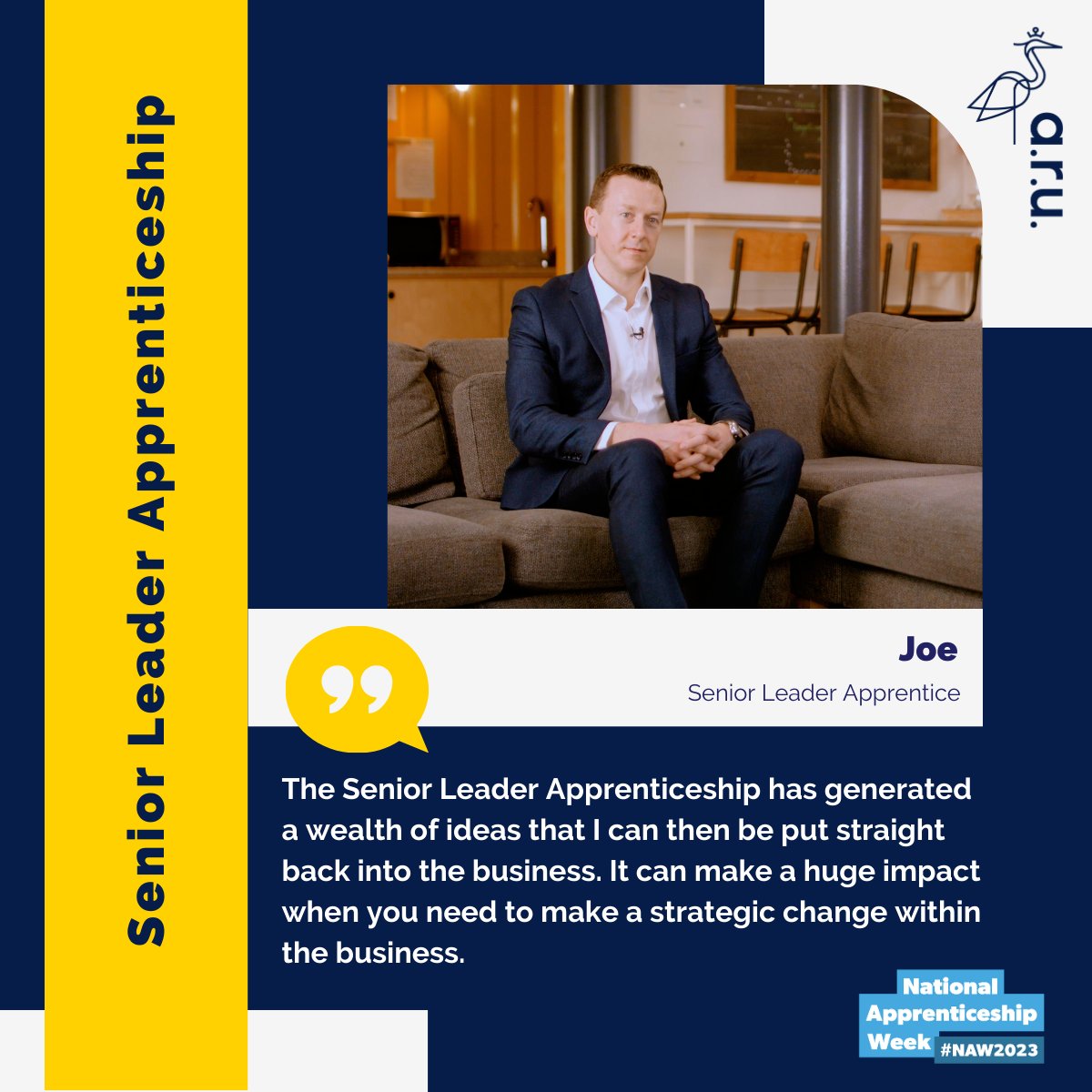 Our Senior Leader Apprenticeship course offers an exciting opportunity to develop and hone your leadership skills, make a real impact in the workplace, and support your future career aspirations > aru.li/3x61a37

#NAW2023 #SkillsForLife #SeniorLeader #Apprenticeships