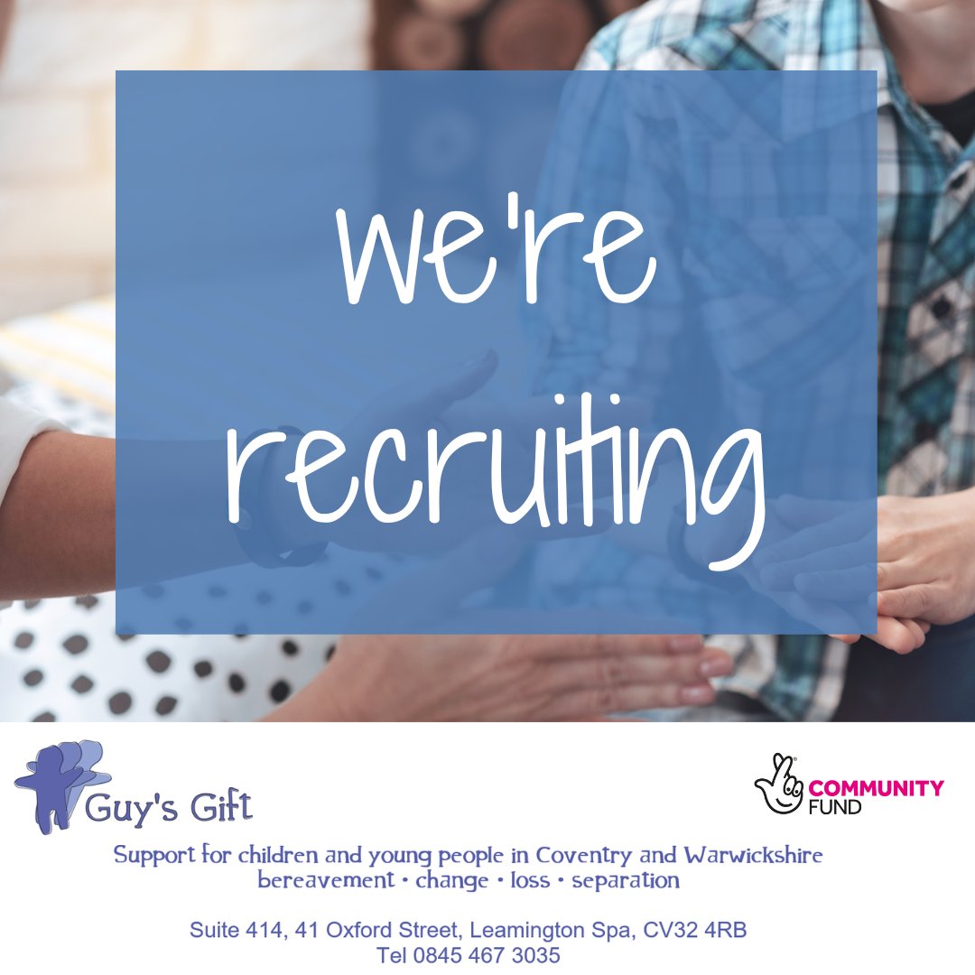 We're recruiting for a counsellor/bereavedment support worker covering the Coventry area. If you'd like to find out more about joining our team, you'll find the application pack here: guysgift.co.uk/work-with-us