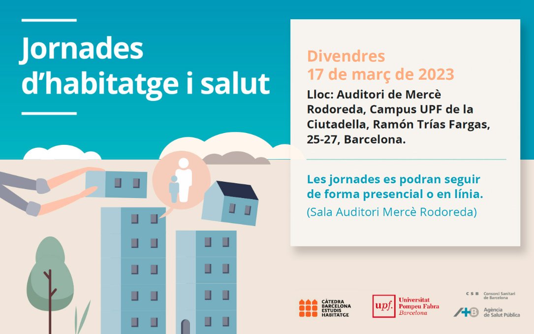 JORNADES D'HABITATGE I SALUT
Junt amb la <a href="/CatBCNHabitatge/">Càtedra BCN d'Estudis d'Habitatge</a> i <a href="/UPFBarcelona/">UPF Barcelona</a>  estem organitzant unes jornades per debatre com l’habitatge impacta en la salut i per compartir bones pràctiques. 

Inscripcions i programa aquí: aspb.cat/noticies/jorna…
