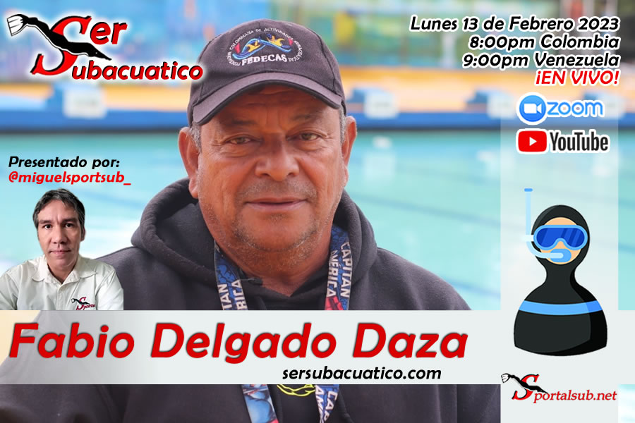 Entrevista al Entrenador de Natación con Aletas Colombiano Fabio Delgado Daza <a href="/fabitos7/">fabio delgado daza</a> en #sersubacuatico de <a href="/sportalsub/">Sportalsub.net</a> con <a href="/miguelsportsub/">Miguel Alberto Cedeño Ortiz</a>

¡EN VIVO!
Lunes 13 de Febrero 2023
8:00 pm Colombia 🇨🇴
9:00 pm Venezuela 🇻🇪

Por Zoom y Youtube

sersubacuatico.com/fabio-delgado-…