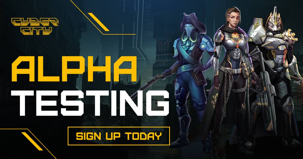 Our partners <a href="/CyberCityInc/">Cyber City</a> has launched an open Alpha Test of the game and you can explore cyberpunk world right now! 

Follow this link to start 👉🏻 bit.ly/3x9yohT

Reach to the level 5, leave feedback on their website form and get 300 CYBRs as a reward 💸

#NFTs #GameFi