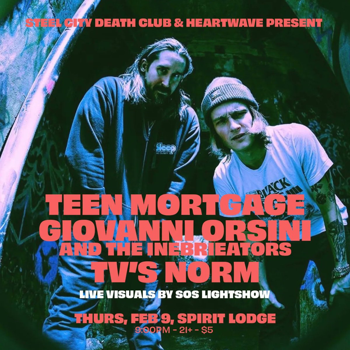THIS WEEKEND, two sick gigs:
•Tonight: <a href="/teen_mortgage/">Teen Mortgage</a>, <a href="/TVsNORM/">TV's NORM</a>, and Giovanni Orsini at <a href="/spiritpgh/">spirit</a> 
•Tomorrow: The Dirty Love Rock Show II: featuring Teen Mortgage, Inebriators, <a href="/tonyfrombowling/">TONY</a>, <a href="/NaturalRat/">Natural Rat</a> and much more debauchery at <a href="/123pleasant/">123 Pleasant Street</a>
See yinz out there!