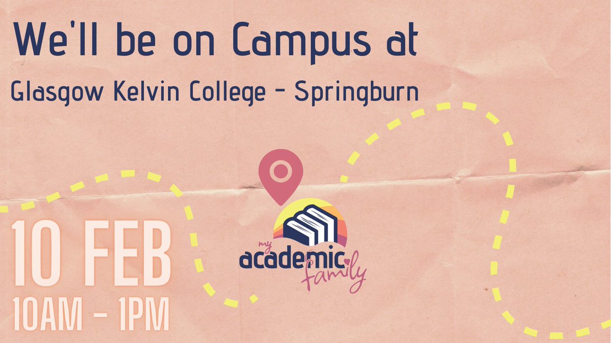 MyAcademicFam's tweet photo. Tomorrow we'll be at @GKCollege's Springburn Campus to talk to #students about getting #support when they transition to #university. Come find us in the foyer from 10am-1pm to chat with us about uni and our mentorship programme. #FirstGeneration #HowToUniversity #StudentSuccess https://t.co/YQ3tpC9Q7d
