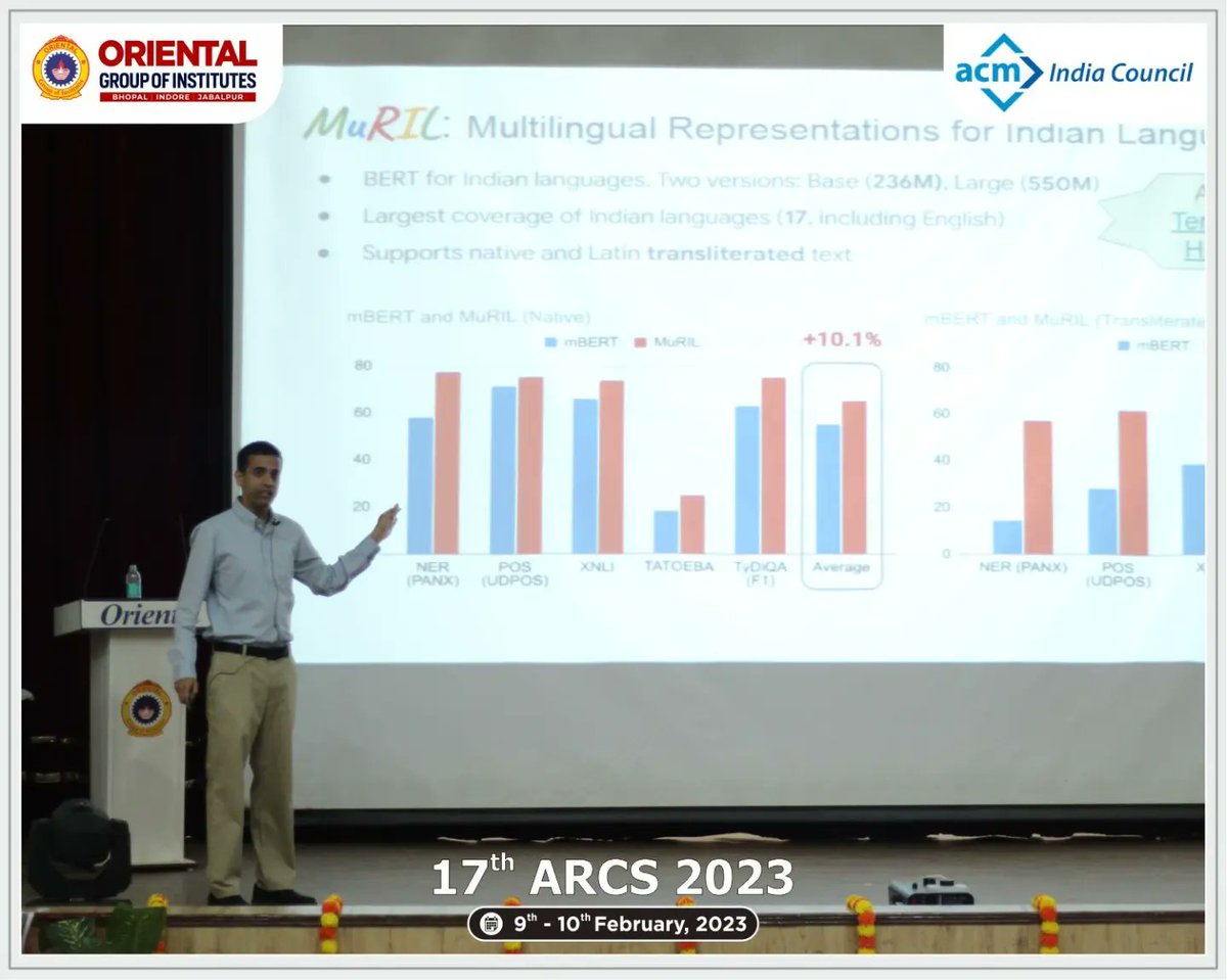 GroupofOriental's tweet photo. An ECR Awardee talk was conducted in ARCS - 2023 by an ECR - Early career Reasearch Awardee Mr. Partha Talukdar (Google Research, IISc Bangalore) on "Inclusive language Technologies from India to the world".
#BTech #MTech #MCA
#OIST #OCT #OCM #OCP
#ACMIndia
#ARCS2023 https://t.co/xrls3lmmGG
