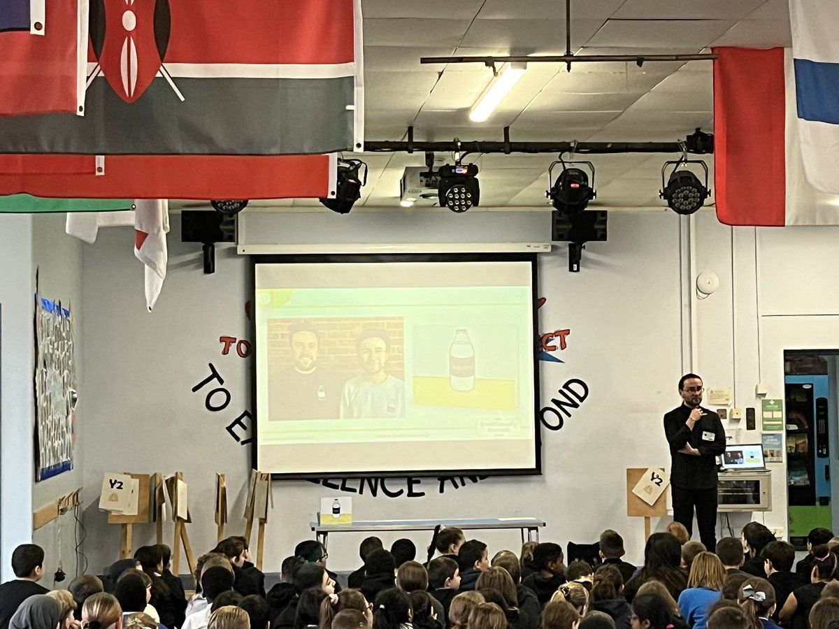 5️⃣, 6️⃣ Children in Years 5 & 6 had a fantastic assembly this morning discussing the book ‘Bottled’ by Tom and Jo Brassington The author @jobrassington, who led the assembly, really inspired the children! 5️⃣, 6️⃣ @BottledBook #ChildrensMentalHealthWeek