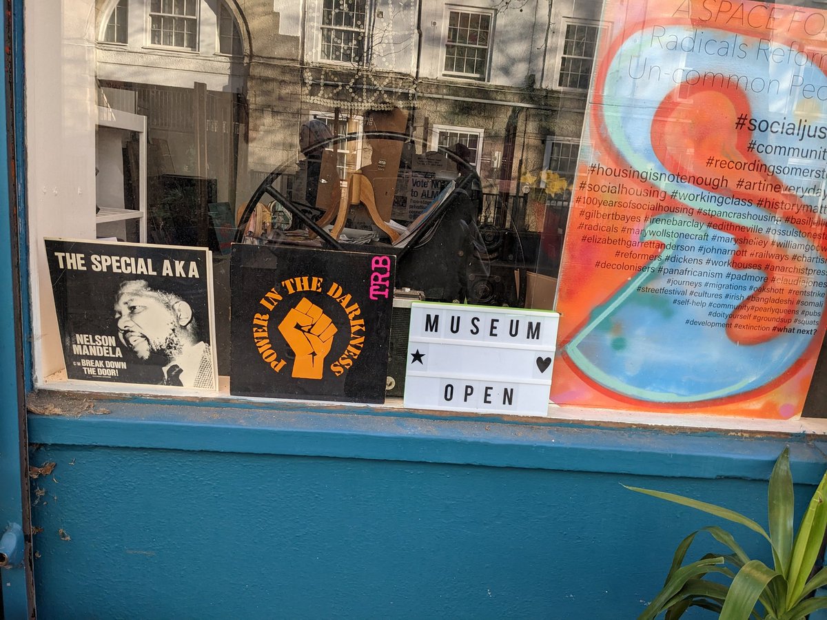 HistoryTown's tweet photo. Do you remember any of these #1980s protest posters? Come see #PeoplesMuseum window this month. Book launch on 22nd #Badgeland bring your '80's badges! #polltax #ThatcherOut #NelsonMandela #CamdenBlackLesbianCentre was next door #LGBTQ #pitsandperverts #redwedge #coalnotdole https://t.co/PuDIK4s01Q