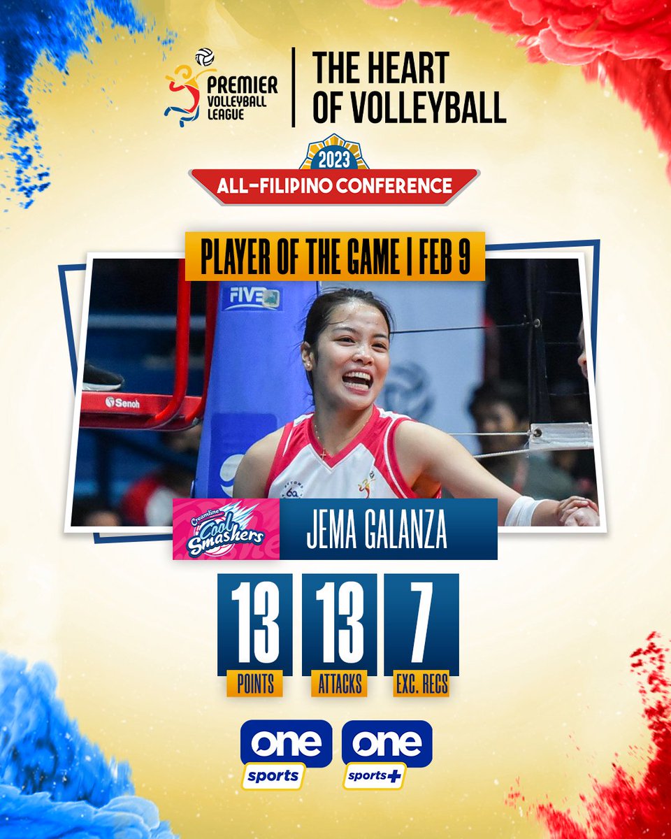 OneSportsPHL's tweet photo. Ya girl Jema Galanza displayed a strong overall performance to lead the Cool Smashers toward win No. 2! 💖

#TheHeartofVolleyball #PVLonOneSports #PVL2023 https://t.co/8B9aR3GR8k