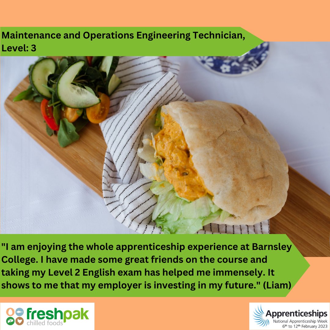 fresh_pak's tweet photo. #NationalApprenticeshipWeek
Liam is taking his level 3 Apprenticeship in Maintenance &amp; Operations Engineering Technicians at Freshpak &amp; @BarnsleyCollege
He's also studied English &amp; Maths for Level 2 exams. Great work Liam!
Image: Alexandria French Photography https://t.co/L65WTWxLno