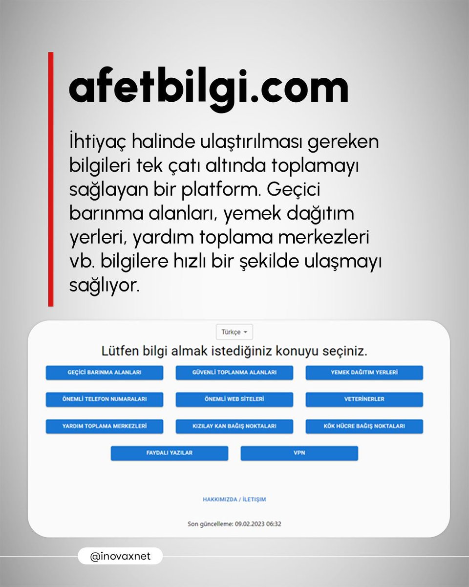 Değerli Arkadaşlar 
8 (4+4) ÖNEMLİ SİTE paylaştım.. AMAÇ: Bilgi karmaşasını önlemek için geliştirilmiş sitelerin kamuoyuna tanıtılması. Lütfen Paylaşarak destek olunuz 😞🙏 #deprem #afet #yardım #bilgi #karışıkbilgiyehayır
