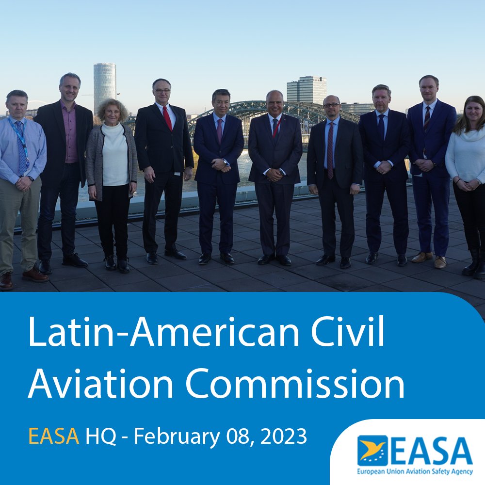 EASA's tweet photo. #EASA welcomes #LACAC President Battagliese and Secretary General Binder to strengthen fruitful dialogue and to further increase cooperation between EASA and LACAC and their active support of the EU LAC Aviation Partnership and the CORSIA Africa and Caribbean project. https://t.co/m973BIb8Hx