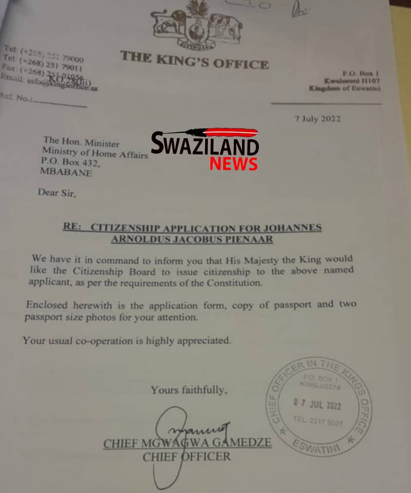 SwaziNews's tweet photo. EXPOSED:Mswati grants his mercenary who kills political activists citizenship as calls for his arrest intensify in South Africa.https://t.co/P15u1wxe8N https://t.co/ahN69Mcnlw