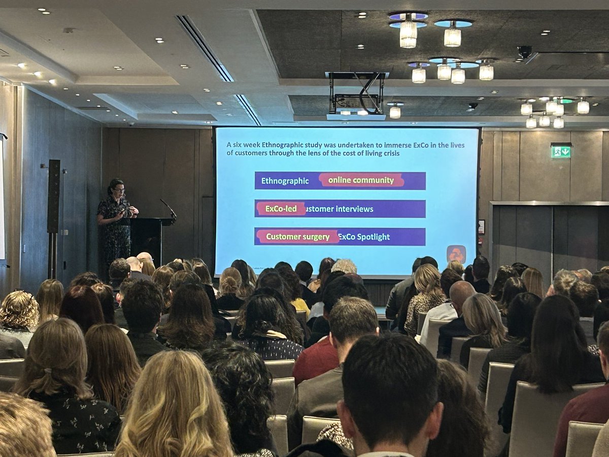 Very strong start today at the #financialservicesresearch Conference with @NatWestGroup’s Jane Reece and Zoe Willment on taking the boardroom to the heart of the cost-of-living crisis, and keeping colleagues alert to what is most important to customers #MRSlive #mrx