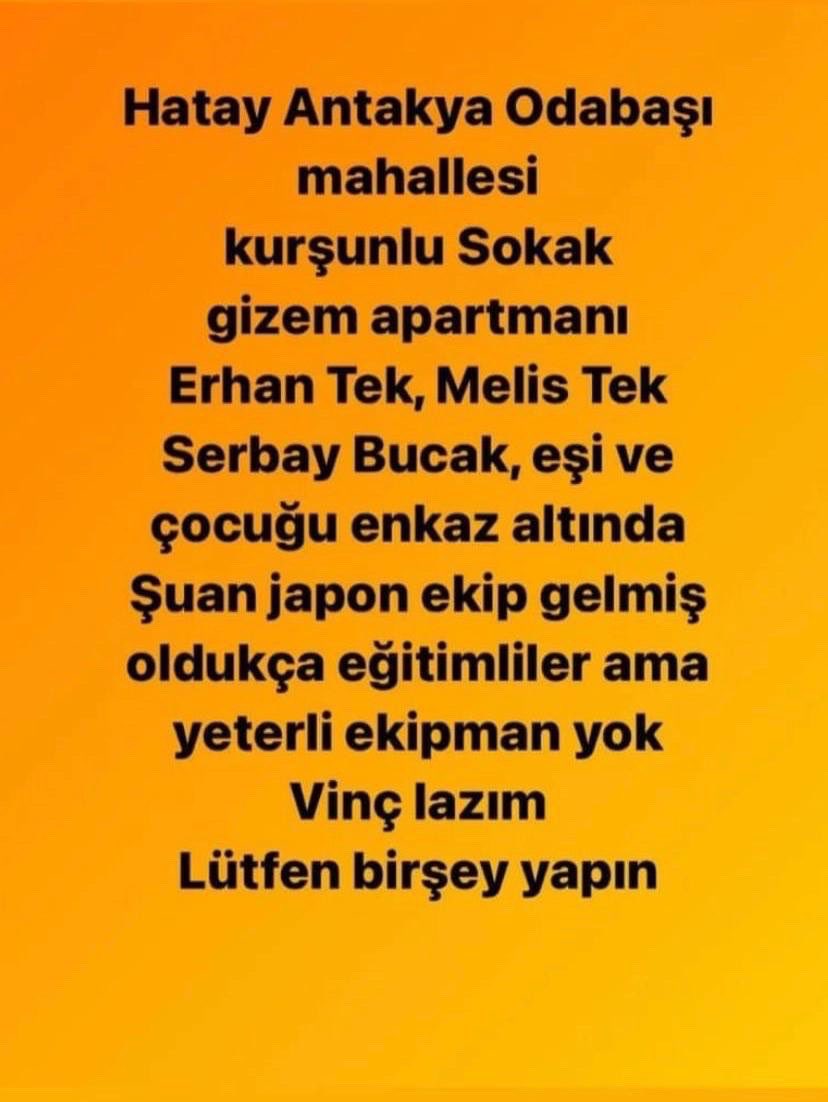 ACİL 🚨 

RT edip yayalım lütfen dostlarım 🙏

#depremsondakika #deprem