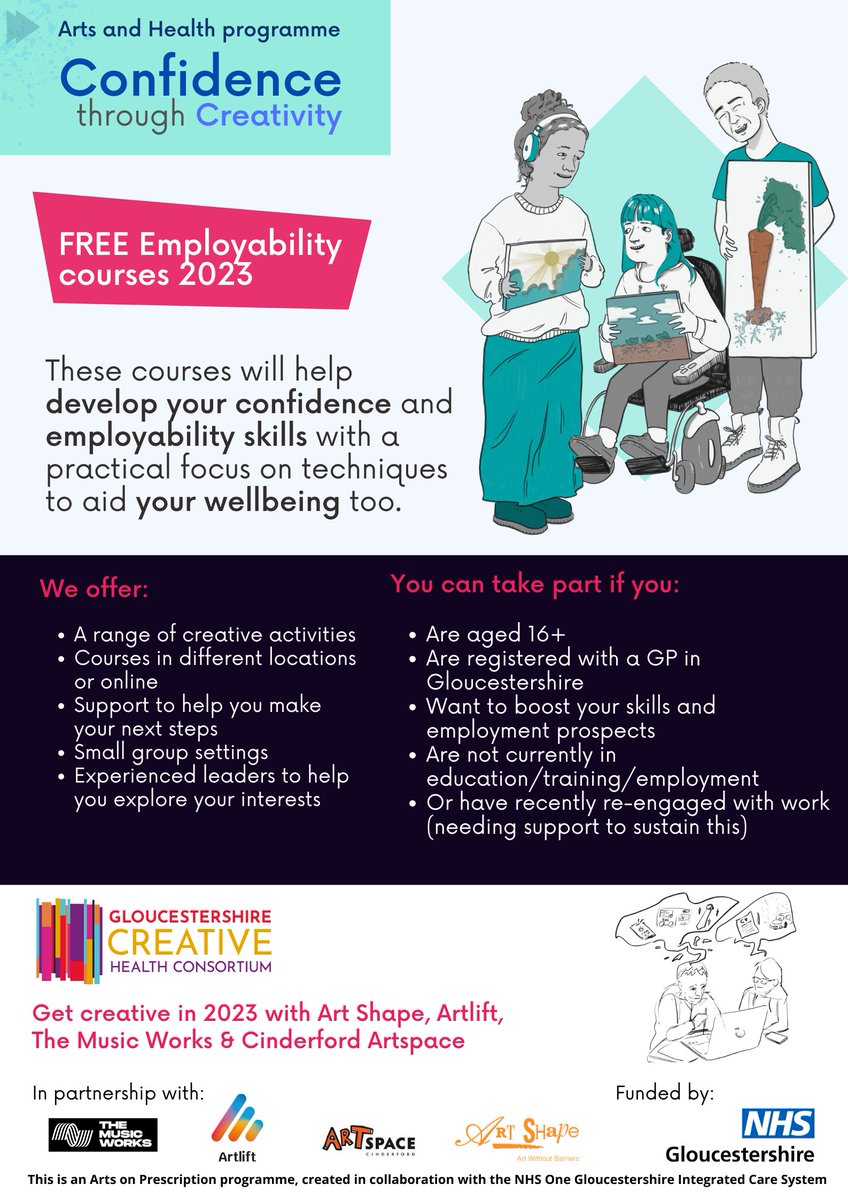 Art Shape (@artshape) on Twitter photo FREE creative course for ages 16-25. Try out a range of creative activities and digitial techniques. Use your favourite movies, graphic novels and games as inspiration! Click to find out more and apply: artshape.co.uk/pages/arts-and…
#local #inclusiveart #glos #gloucestershire FREE creative course for ages 16-25. Try out a range of creative activities and digitial techniques. Use your favourite movies, graphic novels and games as inspiration! Click to find out more and apply: artshape.co.uk/pages/arts-and…
#local #inclusiveart #glos #gloucestershire