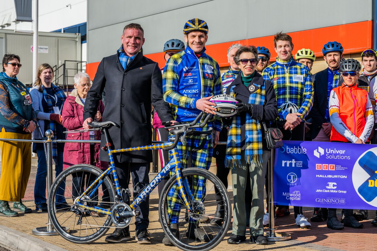 🚴 HRH The Princess Royal has handed over the match ball this morning to officially the start the <a href="/MNDoddie5/">My Name'5 Doddie Foundation</a> bike ride.

The riders are cycling 555 miles to deliver the ball for our game with Wales this Saturday. 

Track the progress of the ride here: bit.ly/3HMDR3e