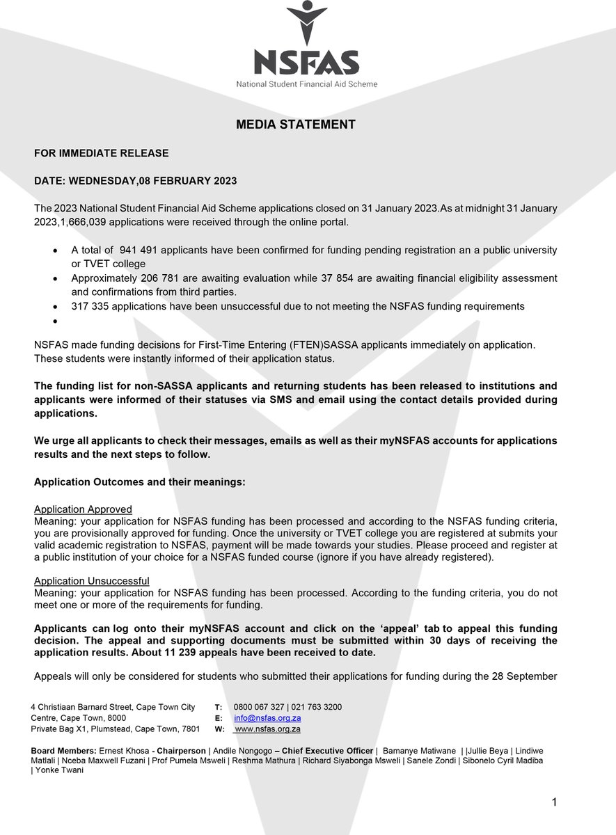 Minister Blade Nzimande On Twitter RT myNSFAS NSFAS RELEASES Minister blade nzimande on twitter rt mynsfas nsfas releases
