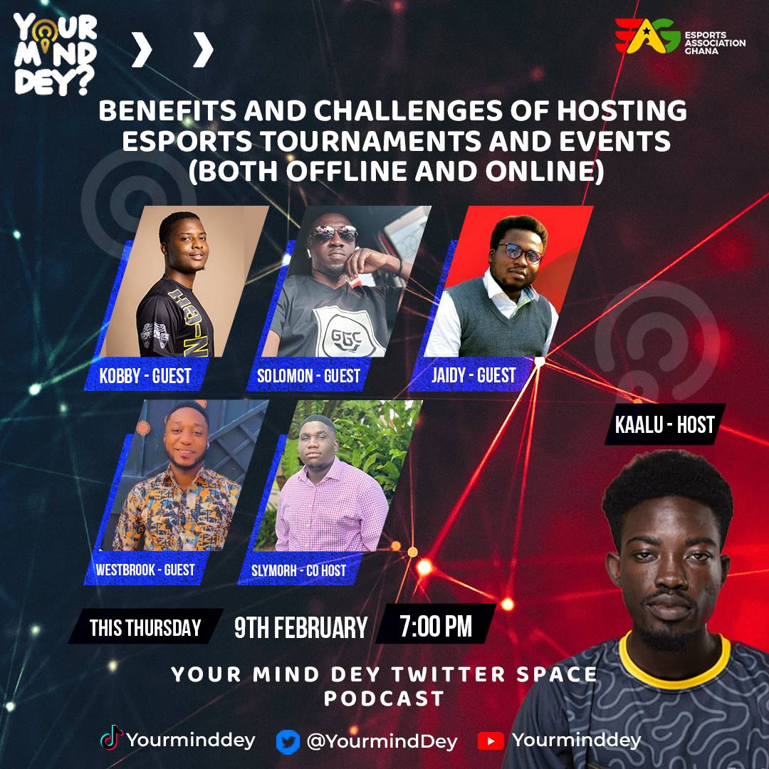 Why tournaments?💯, join <a href="/YourmindDey/">Your Mind Dey?</a> #7pm 

<a href="/DabiDiamond/">Dabi Diamond 🎤🐼🎮💃🏼</a> <a href="/ESportsANews/">Esports Africa News</a>  <a href="/GE_Federation/">Global Esports Federation</a>  <a href="/KenyaPubg/">PUBG</a> <a href="/GeauxPlayES/">Christopher Turner 🎮🎒 #EdTech</a> <a href="/yetra_gh/">Yetra E-Blue Esports Stadium</a> <a href="/AccraEsports/">Accra Esports Week</a> <a href="/IeSF_Master/">Esports fan</a>  @gamrafrica <a href="/NigeriaEsports/">Nigeria Esports Federation 🇳🇬</a> @AfricaVpg <a href="/primeautoesport/">PRIME LORDS</a> <a href="/mindsportssa/">Mind Sports SA</a> <a href="/techxhubIMEA/">Techxhub</a> <a href="/SoLo_eSports/">SoLo Nation eSports</a> <a href="/redscorpiongh/">redscorpiongh</a> @GHPLS1