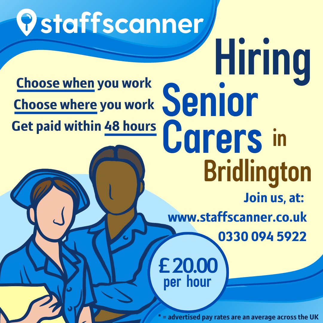 We are looking for senior carers in the Bridlington area. If you have relevant experience, join us today: staffscanner.co.uk #seniorcarers #hiring #recruitment #carehomesuk