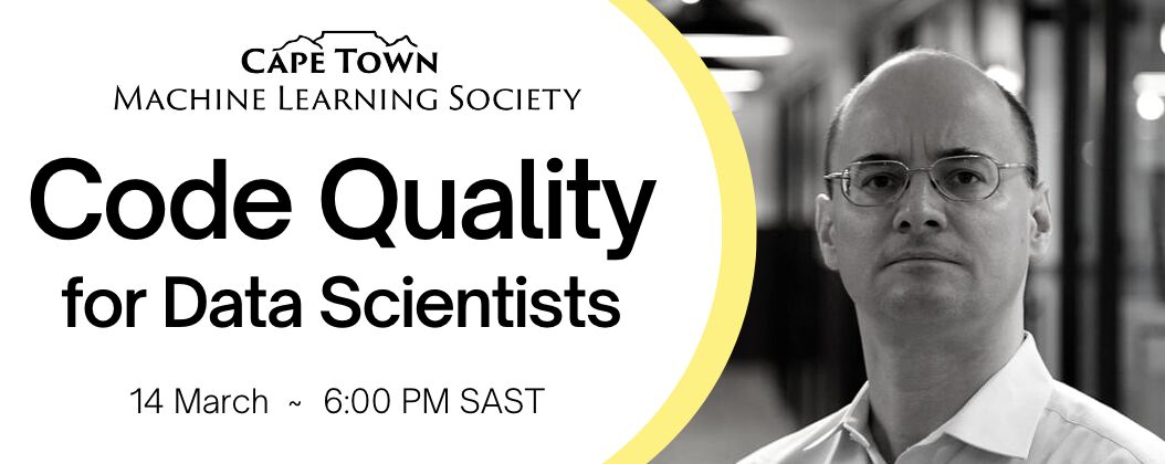 Our next meetup!
Laszlo Sragner will be speaking to us about code quality for data scientists. We know we need to hear it 🙈 😬 😆
Details: 14 March, 17:30 for 18:00 SAST. 
Venue: The Flash Group office in Black River Park
Signup: meetup.com/machinelearnin…

#datascience