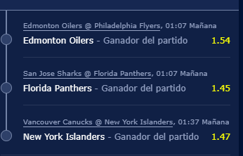 morenograu's tweet image. #Apuestas #combinada #NHL 
Empezamos con una triple..
de más de 3,10 de Money Line