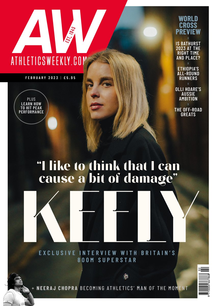 AthleticsWeekly's tweet photo. Introducing our February front cover 🥁

From Leigh Harriers to global success, @keelyhodgkinson is AW's February cover star 💥

She opens up about how life changed overnight after setting the British 800m record to win Olympic silver 🌪️

Plus her mentality to become the best 🧠 https://t.co/4A1SRIQ0C0