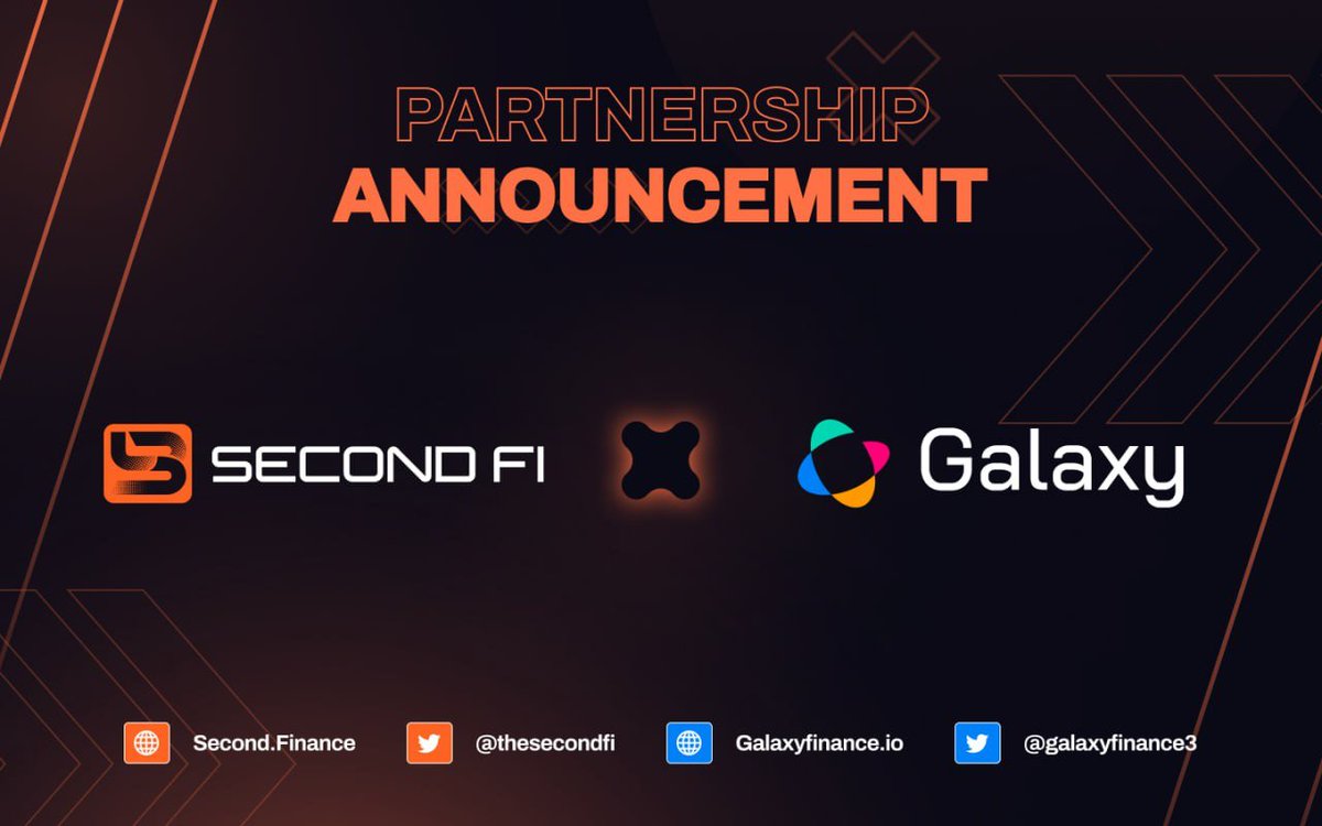 thesecondfi's tweet photo. β
NEW PARTNER ANNOUNCEMENT:
@TheSecondFi x @GalaxyFinance3
π SecondFi's delighted to announce the strategic partnership with Galaxy Finance.
π Thanks to this partnership, we will become stronger in the market. Stay tuned for upcoming highlights!
#SecondFi #Partnership https://t.co/DySm3SMbAe
