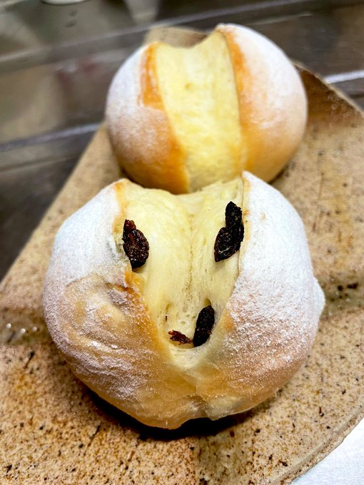 焼きたてパンと煮込みハンバーグです 