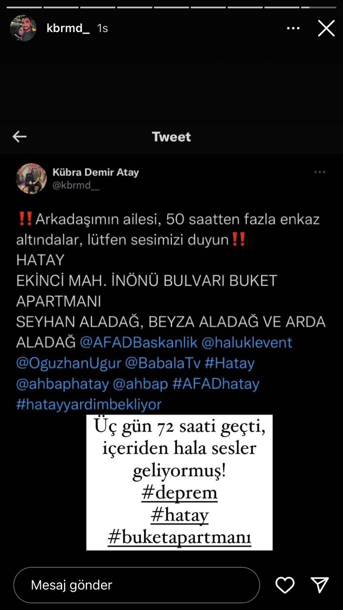 peelingbdk67's tweet photo. @AFADBaskanlik @haluklevent #buketapartmanı #hatay https://t.co/tz8h3ouohn