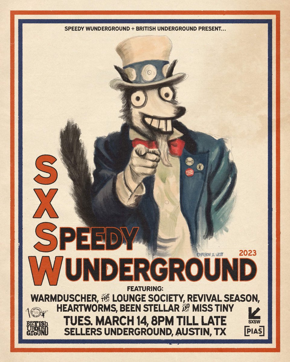 As part of our tenth anniversary celebrations <a href="/SpeedyWunder/">Speedy Wunderground</a> are coming to <a href="/sxsw/">SXSW</a> 🤠🇺🇸🤠🇺🇸🤠
Full details below ⬇️ ⬇️⬇️