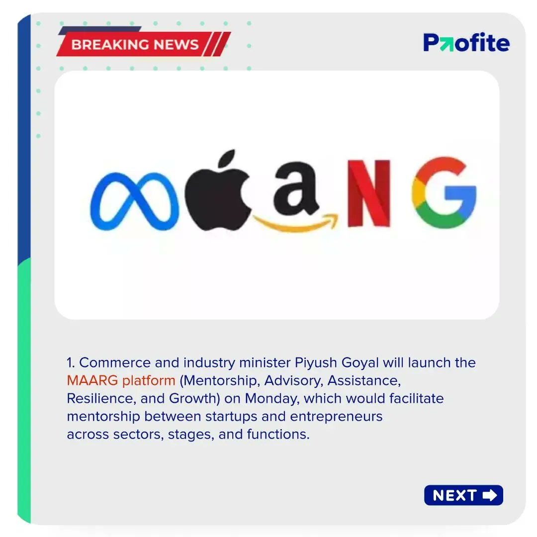 ProfiteAi's tweet photo. Piyush Goyal to launch MAARG portal for startup mentorship 
.
.
.
.
#startup #business #entrepreneur #entrepreneurship #marketing #smallbusiness #success #motivation #businessowner #digitalmarketing #money #entrepreneurlife #branding #inspiration #startups #startuplife https://t.co/ueaS1nNAfB