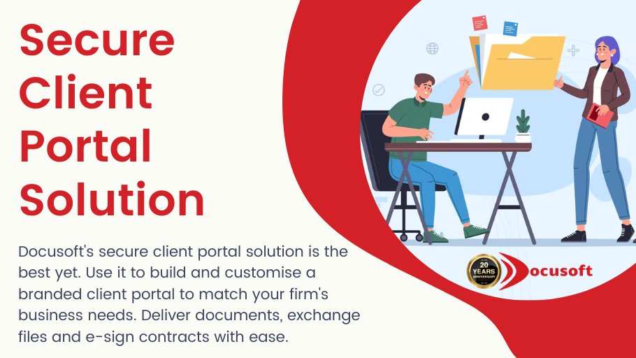 Docusoft's tweet photo. Docusoft's secure client portal solution is the best yet. Use it to build and customise a branded client portal to match your firm's business needs. Deliver documents, exchange files and e-sign contracts with ease. Learn more: https://t.co/tuTIjhs2AH #ClientPortal #SecurePortal https://t.co/85CTXYm2M1