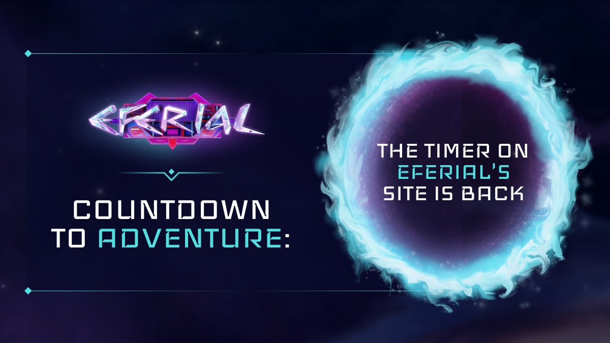 Eferial πͺ (@eferialgame) on Twitter photo Eferial Countdown: Are You Brave Enough for the Unknown Journey? ππ«
π«Ά You can read everything here: t.me/eferial/2675
#Eferial #CryptoLover #Crypto #NFT #NFTs <a href="/CryptoTea_/">Crypto Tea</a> <a href="/crypto/">Bloomberg Crypto</a> <a href="/cryptoadzNFT/">CrypToadz πΈβ</a> @NFTTallinn <a href="/gmoneyNFT/">gmoney</a> <a href="/nftnow/">nft now</a> #blockchain Eferial Countdown: Are You Brave Enough for the Unknown Journey? ππ«
π«Ά You can read everything here: t.me/eferial/2675
#Eferial #CryptoLover #Crypto #NFT #NFTs <a href="/CryptoTea_/">Crypto Tea</a> <a href="/crypto/">Bloomberg Crypto</a> <a href="/cryptoadzNFT/">CrypToadz πΈβ</a> @NFTTallinn <a href="/gmoneyNFT/">gmoney</a> <a href="/nftnow/">nft now</a> #blockchain