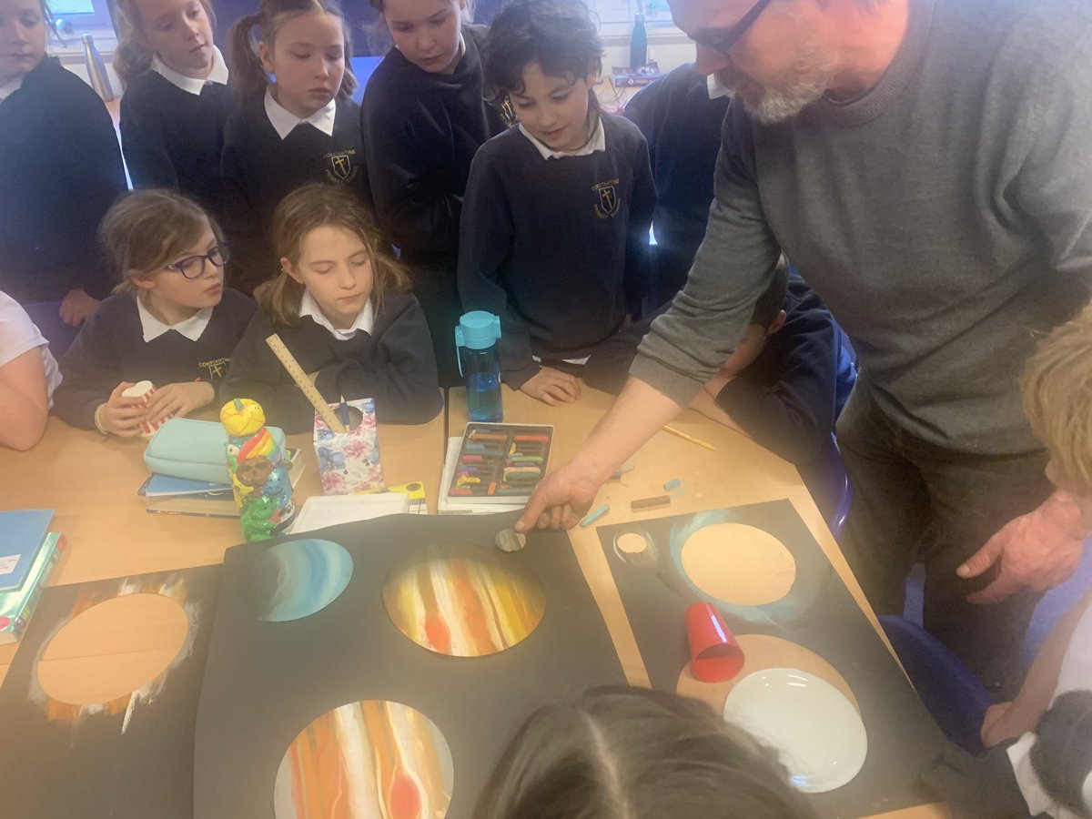 ConstantineSch2's tweet photo. Some amazing oil pastel space art in Y5. Mr Wild has inspired the children to be creative and look at many images of the planets and just look at the results @Kernow_Learning https://t.co/HEmsdxuBRG