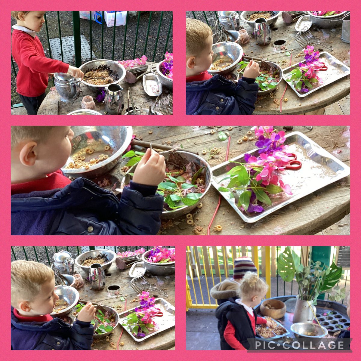Reception class enjoying activities based on The Three Little Pigs.