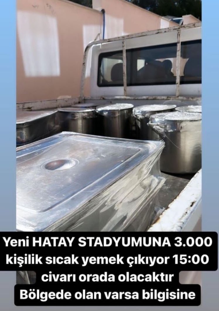 🚨 ÖNEMLİ | Yeni Hatayspor Stadyumu'nda 3000 kişilik yemek servisi yapılacaktır.