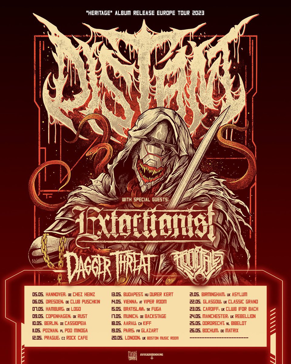 ANNOUNCEMENT - EU/UK 

We are proud to announce we will be supporting <a href="/DistantNL/">DISTANT</a> on the “Heritage” Album Release Tour along with @daggerthreat &amp; Abbie Falls.

Presented by <a href="/avocadobooking/">Avocado Booking</a> 

TICKETS:

avocadobooking.com/avocms/on-tour…