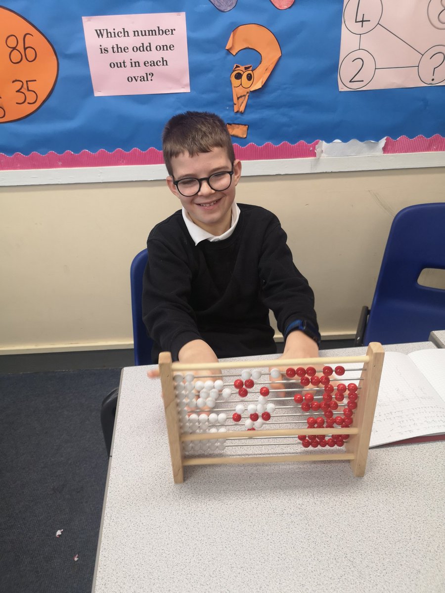 IrvineRoyalMaNC's tweet photo. Mrs Murray's S1 class were learning how to collect like terms in algebra using an abacus this week before transferring their skills to paper. #concretelearning #Maths https://t.co/9tTcsnu2rQ