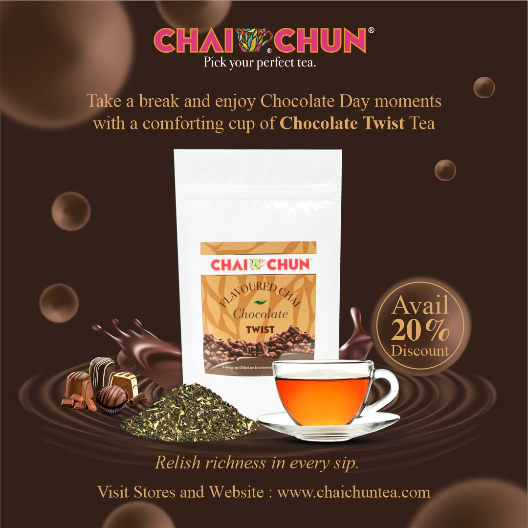 ChaichunT's tweet photo. This chocolate day, add a twist of chocolate to your tea routine with Chocolate Twist Tea. ☕🍫
An exclusive product from Chai Chun for you in this season of love. ❤️
Shop today and avail 20% Discount 😍
https://t.co/N3IX9v9f3e https://t.co/I0WkPDXsRt