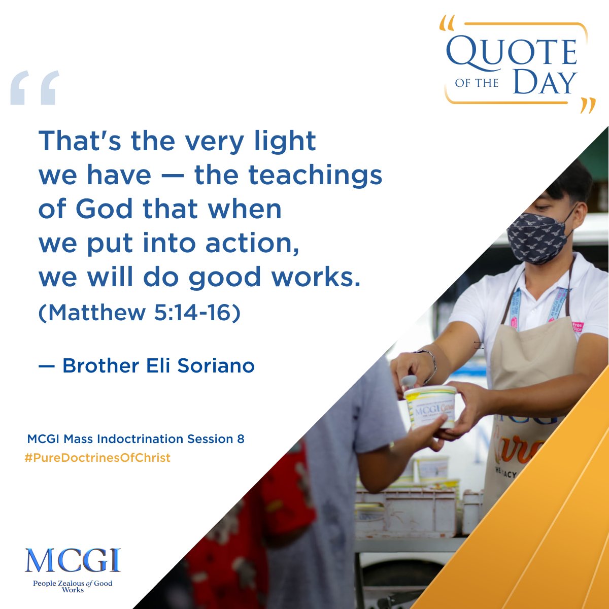 mcgidotorg's tweet photo. "That's the very light we have — the teachings of God that when we put into action, we will do good works."

— Brother Eli Soriano, MCGI Mass Indoctrination Session 8

Gatherings for Christians
#PureDoctrinesOfChrist https://t.co/rOC1V5J1CH