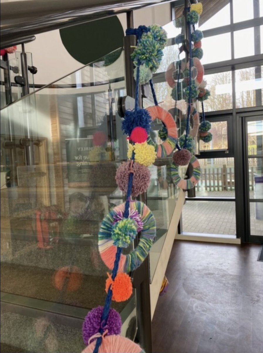Last week during well-being week prep school students made lots of pom poms which are now beautifully adorning the prep school foyer as a community art installation. Wonderful.