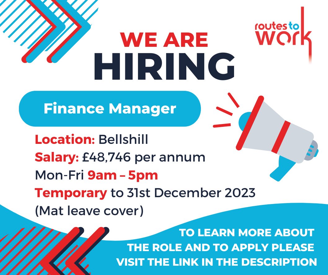 Routes To Work is hiring!

Closing date is 5pm on Monday 20th February 2023.

Please visit our website, where you will learn more about the roles and find an invite to apply letter with the instructions on how to apply for the roles:
routestowork.co.uk/jobs-in-rtw